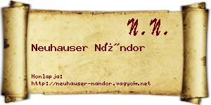 Neuhauser Nándor névjegykártya